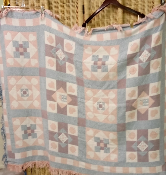 VINTAGE Crown Craft Cotton Woven Tapestry Throw Blanket 58x51" - Picture 1 of 9